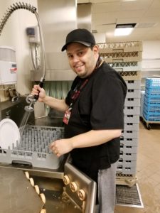 Ubaldo works at Resorts World Catskills in Monticello, NY as a steward/waiter washing dishes and keeping the kitchen clean